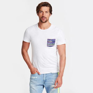 Guess pánské bílé tričko Pocket - L (FJK5)